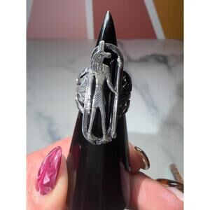 Anubis Ring: 925 Sterling Silver Egyptian God, Size 6.5